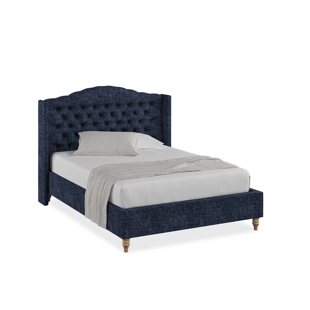 Kendal Double Bed with Winged Headboard in Brooklyn Fabric - Hummingbird Blue 1