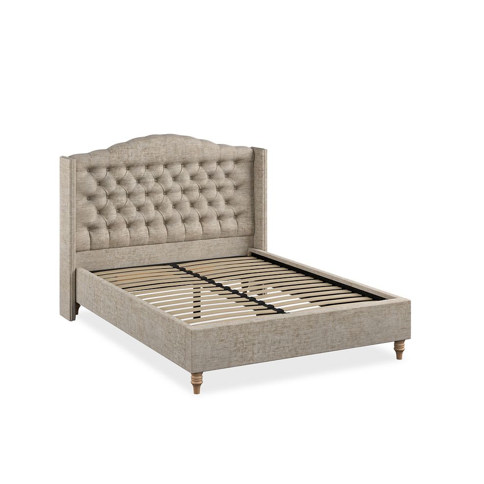 Kendal Double Bed with Winged Headboard in Brooklyn Fabric - Quill Grey 2