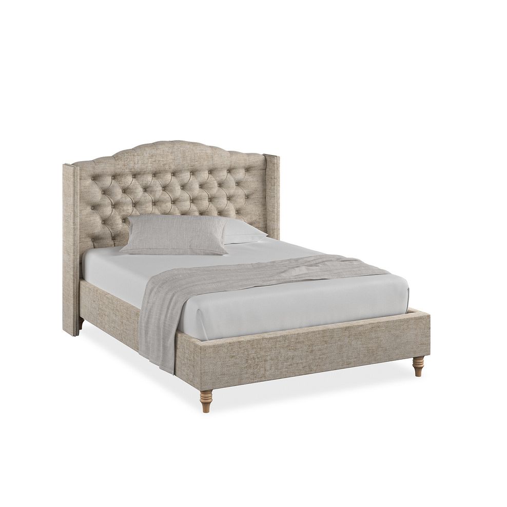 Kendal Double Bed with Winged Headboard in Brooklyn Fabric - Quill Grey 1