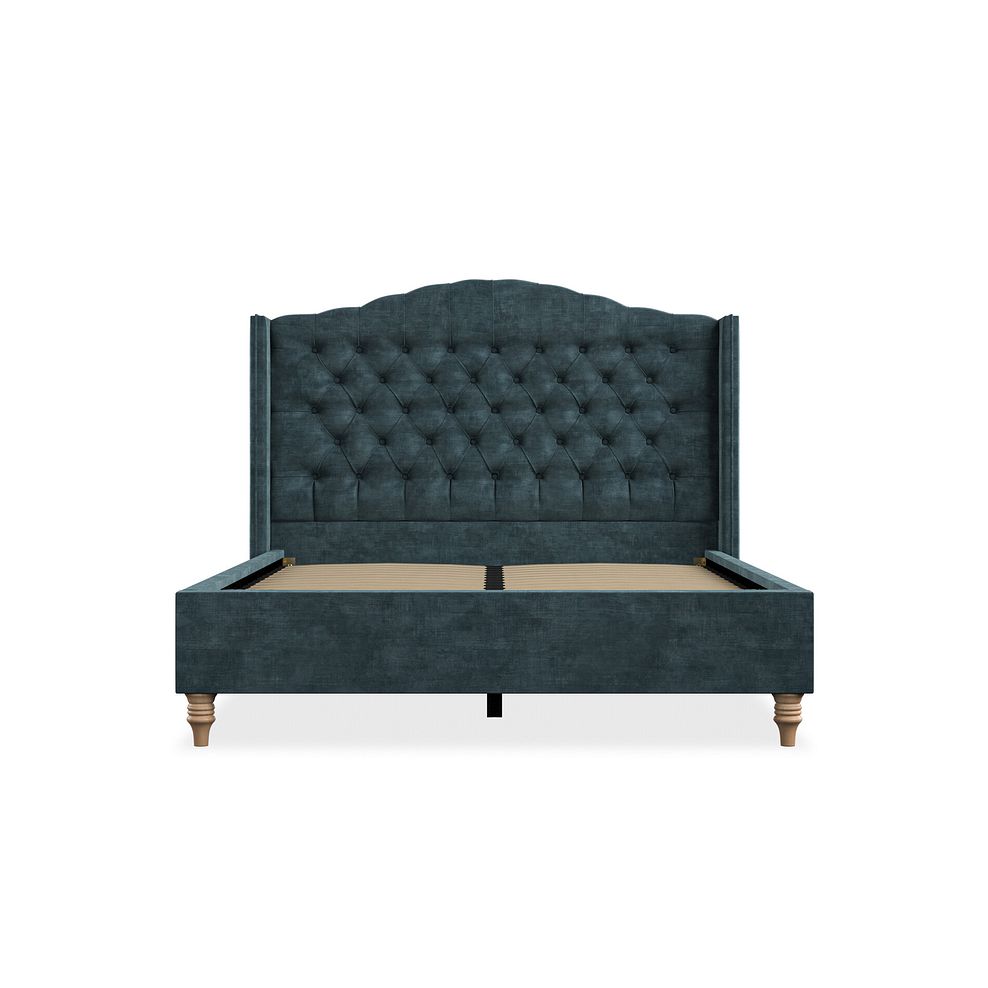 Kendal Double Bed with Winged Headboard in Heritage Velvet - Airforce 3