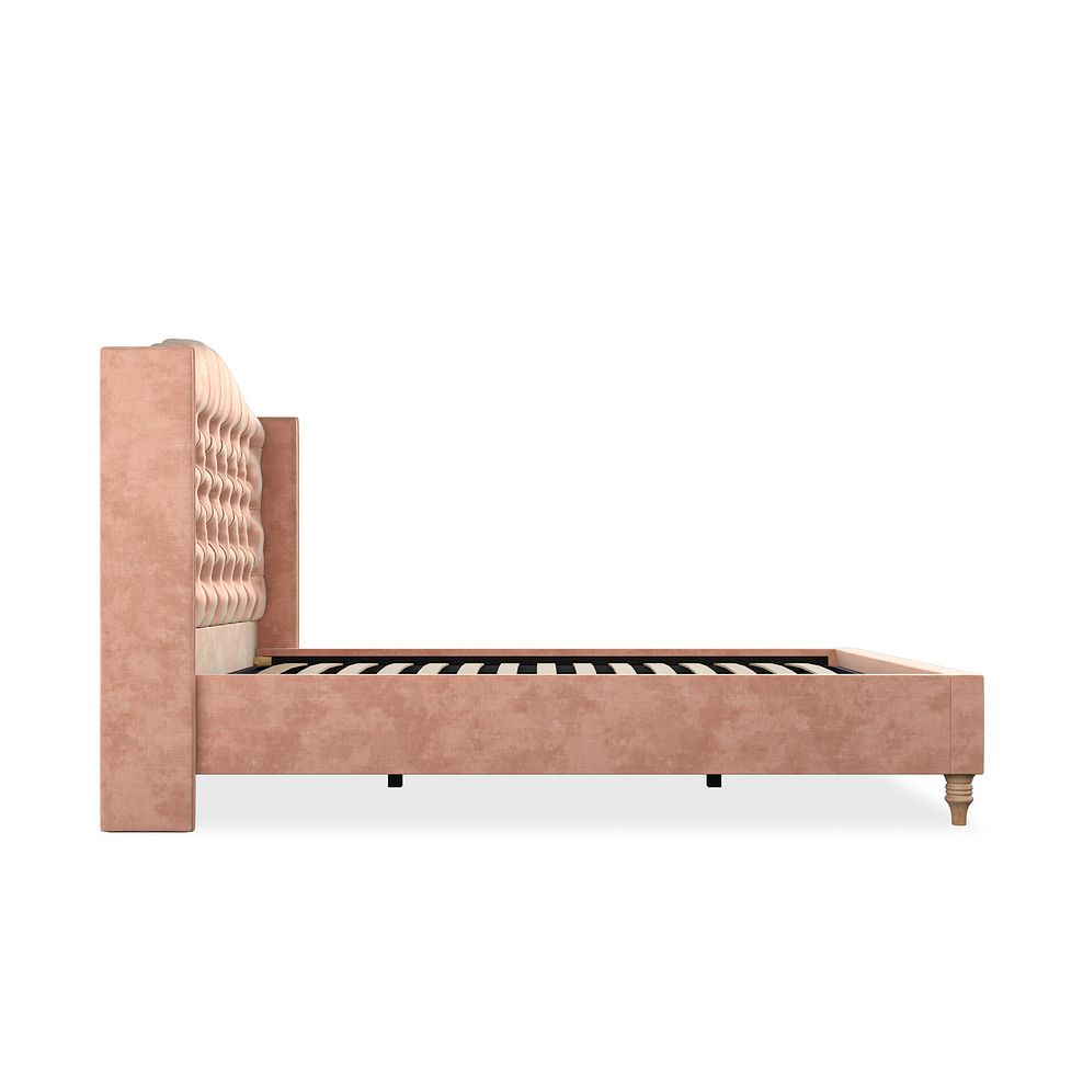 Kendal Double Bed with Winged Headboard in Heritage Velvet - Powder Pink 4