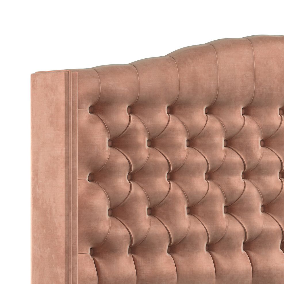Kendal Double Bed with Winged Headboard in Heritage Velvet - Powder Pink 5