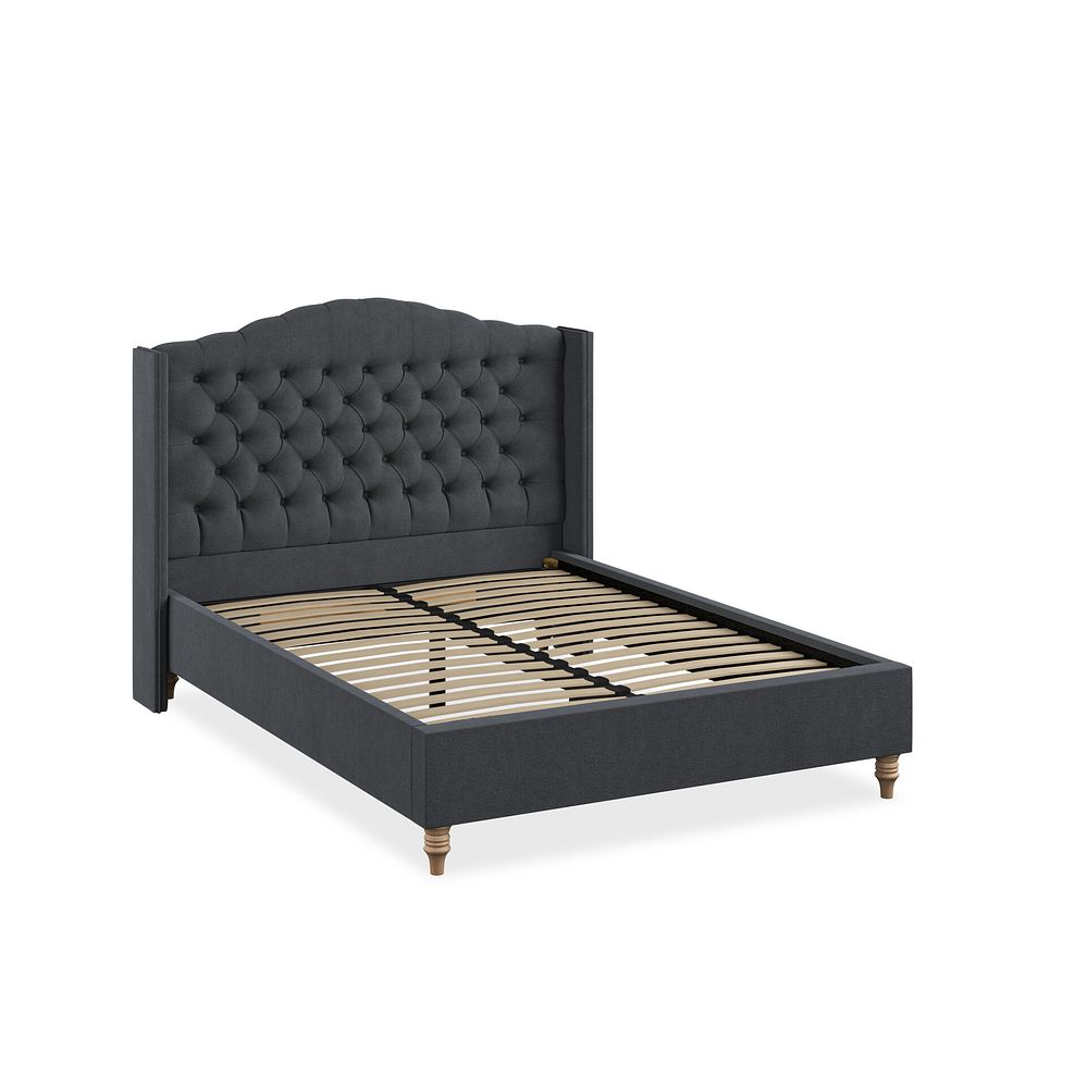 Kendal Double Bed with Winged Headboard in Venice Fabric - Anthracite 2
