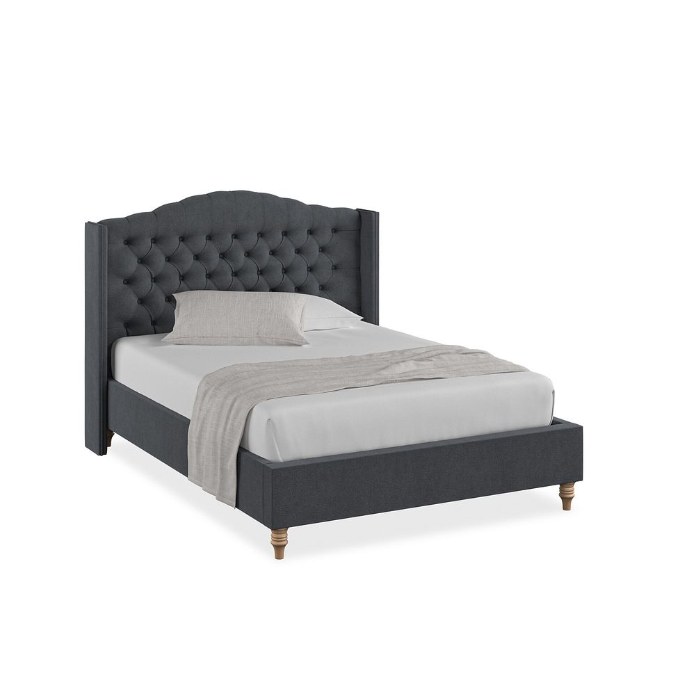 Kendal Double Bed with Winged Headboard in Venice Fabric - Anthracite 1