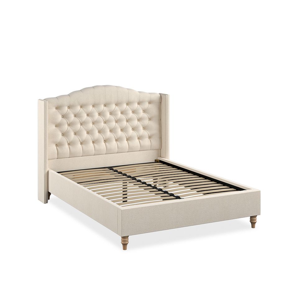 Kendal Double Bed with Winged Headboard in Venice Fabric - Cream 2