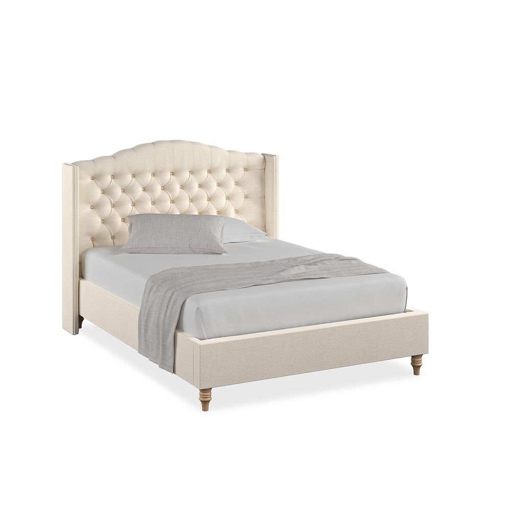 Kendal Double Bed with Winged Headboard in Venice Fabric - Cream 1