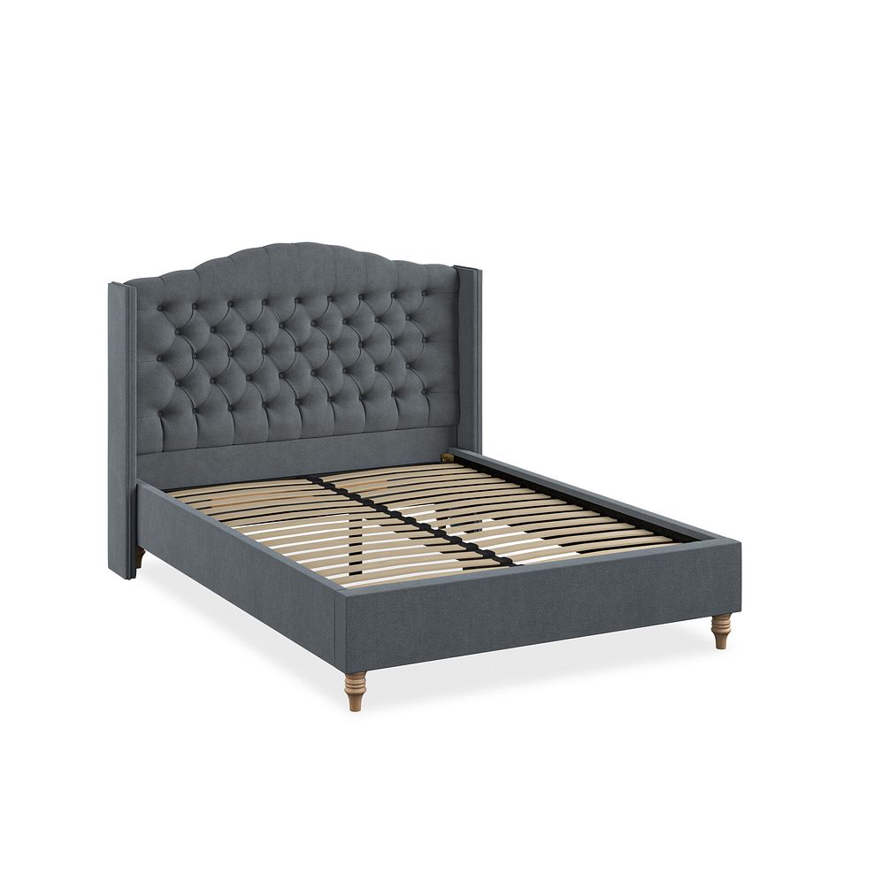 Kendal Double Bed with Winged Headboard in Venice Fabric - Graphite 2