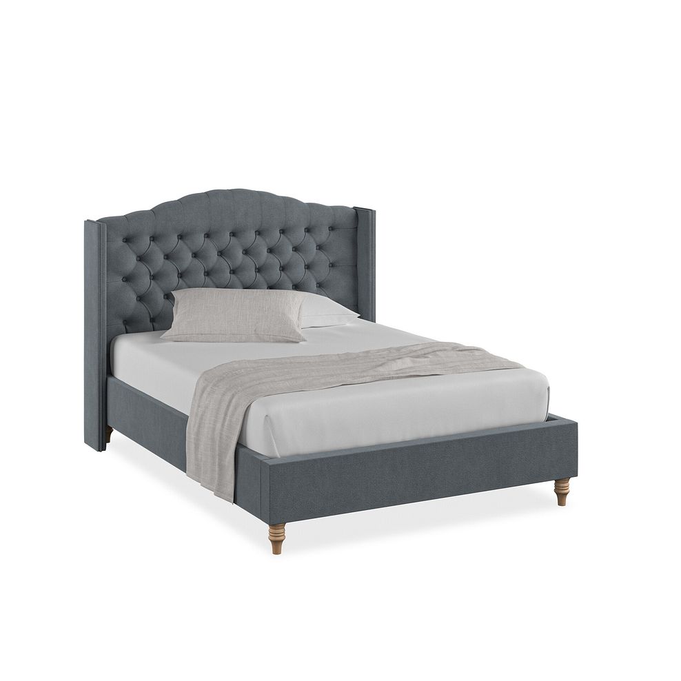 Kendal Double Bed with Winged Headboard in Venice Fabric - Graphite 1