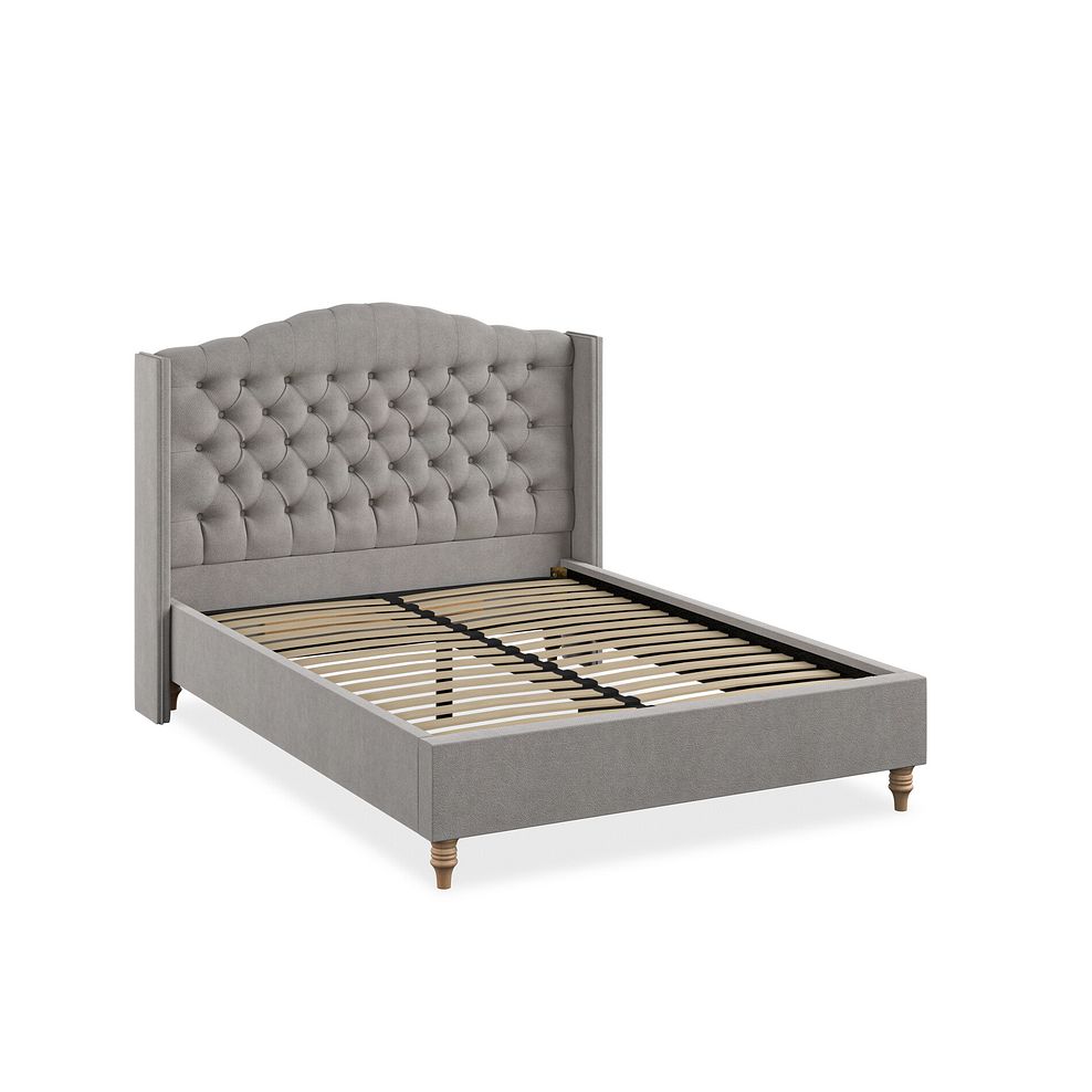 Kendal Double Bed with Winged Headboard in Venice Fabric - Grey 2