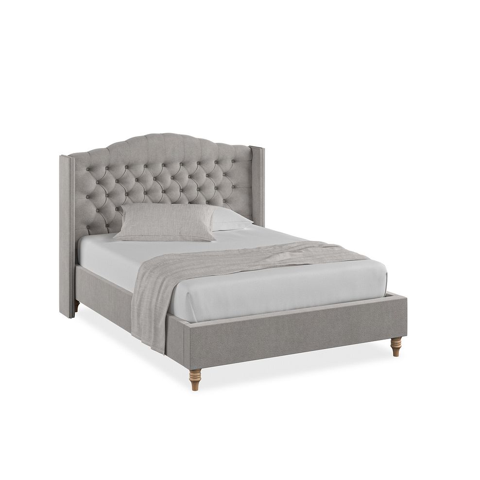 Kendal Double Bed with Winged Headboard in Venice Fabric - Grey 1