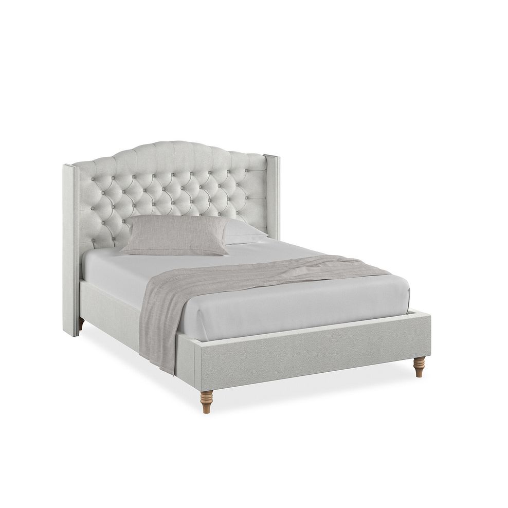 Kendal Double Bed with Winged Headboard in Venice Fabric - Silver 1