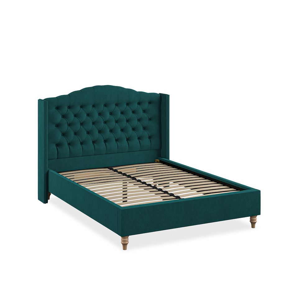 Kendal Double Bed with Winged Headboard in Venice Fabric - Teal 2