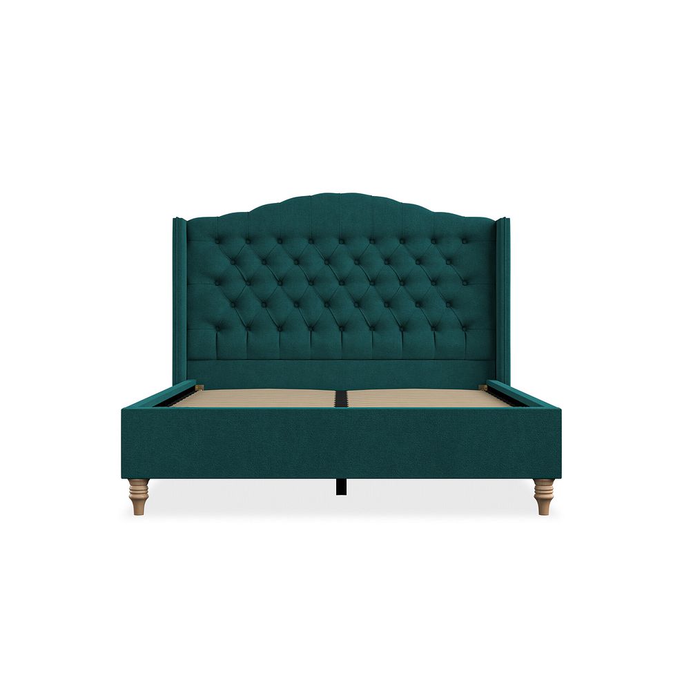 Kendal Double Bed with Winged Headboard in Venice Fabric - Teal 3