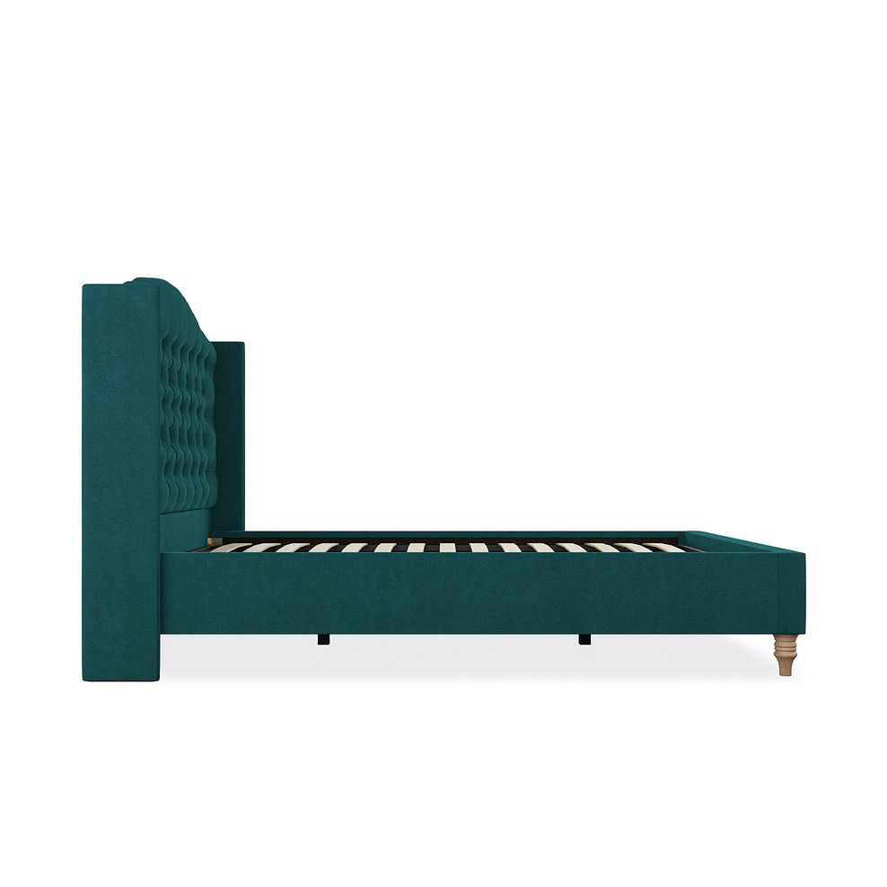 Kendal Double Bed with Winged Headboard in Venice Fabric - Teal 4