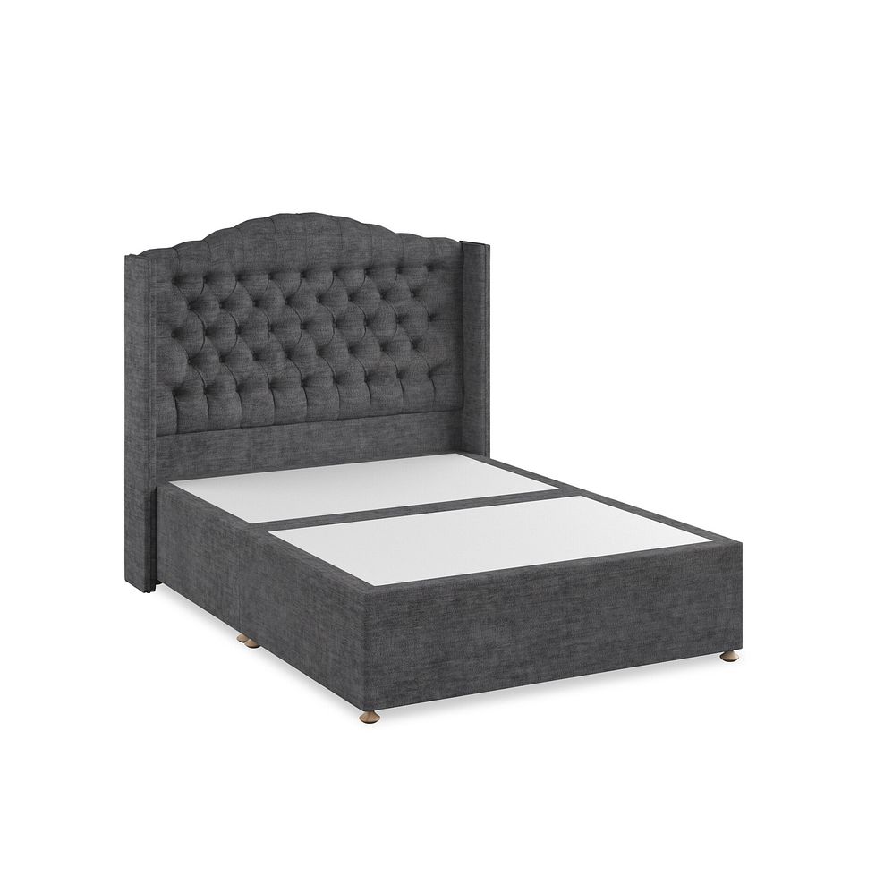 Kendal Double Divan Bed with Winged Headboard in Brooklyn Fabric - Asteroid Grey 2
