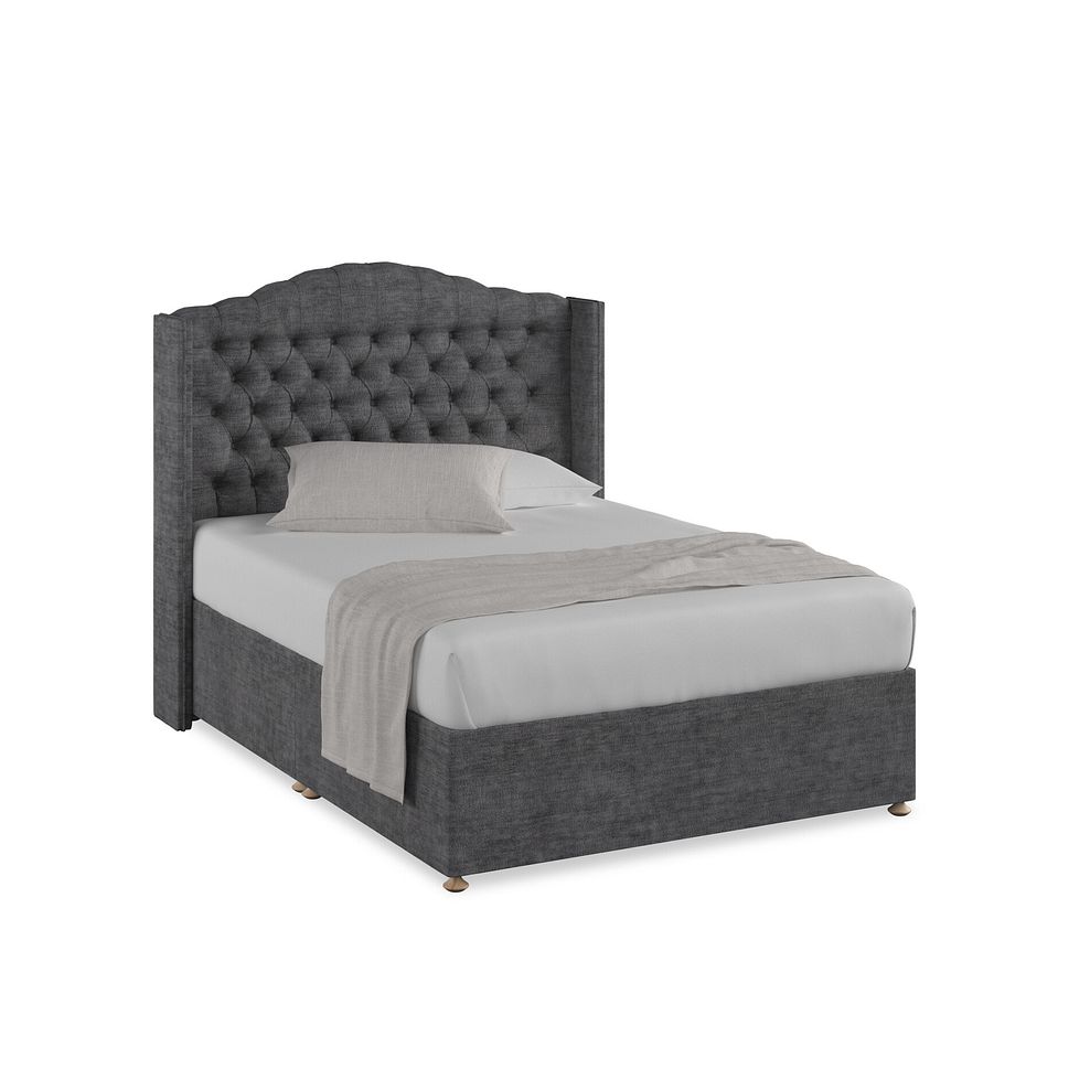 Kendal Double Divan Bed with Winged Headboard in Brooklyn Fabric - Asteroid Grey 1