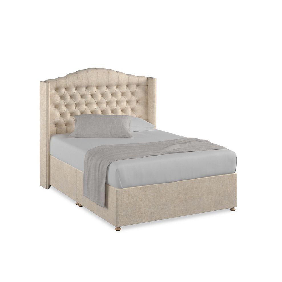 Kendal Double Divan Bed with Winged Headboard in Brooklyn Fabric - Eggshell 1