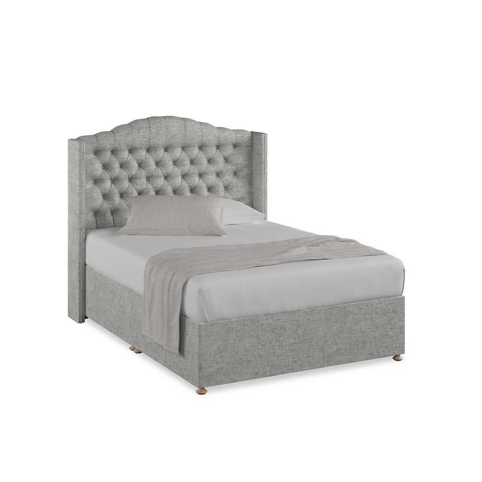 Kendal Double Divan Bed with Winged Headboard in Brooklyn Fabric - Fallow Grey 1