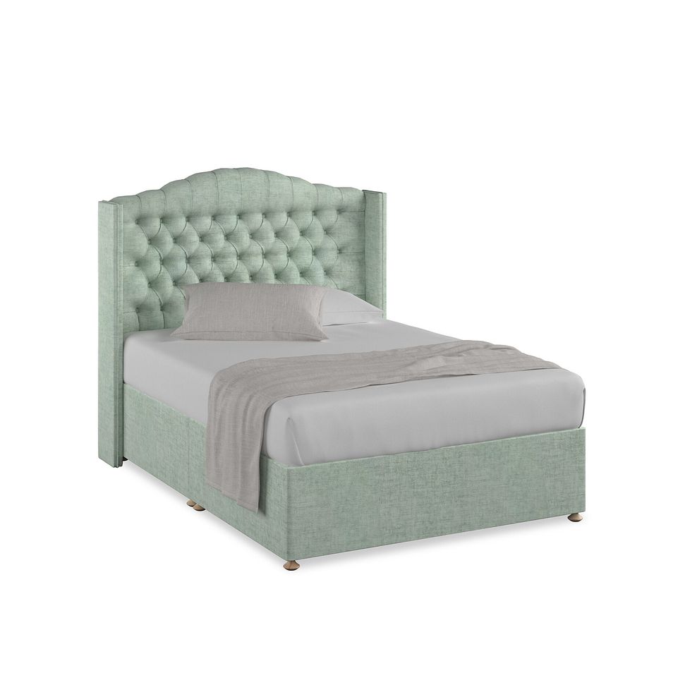 Kendal Double Divan Bed with Winged Headboard in Brooklyn Fabric - Glacier 1