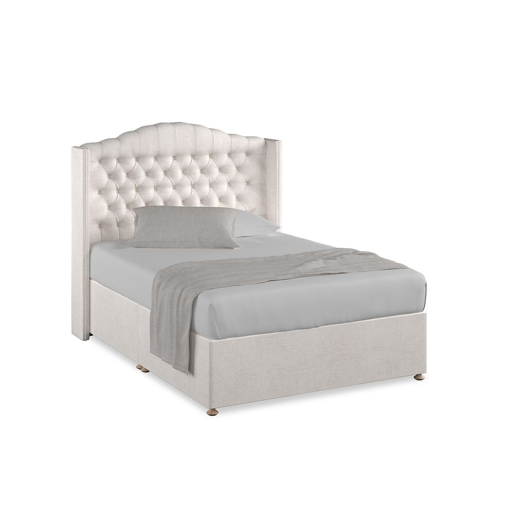 Kendal Double Divan Bed with Winged Headboard in Brooklyn Fabric - Lace White 1