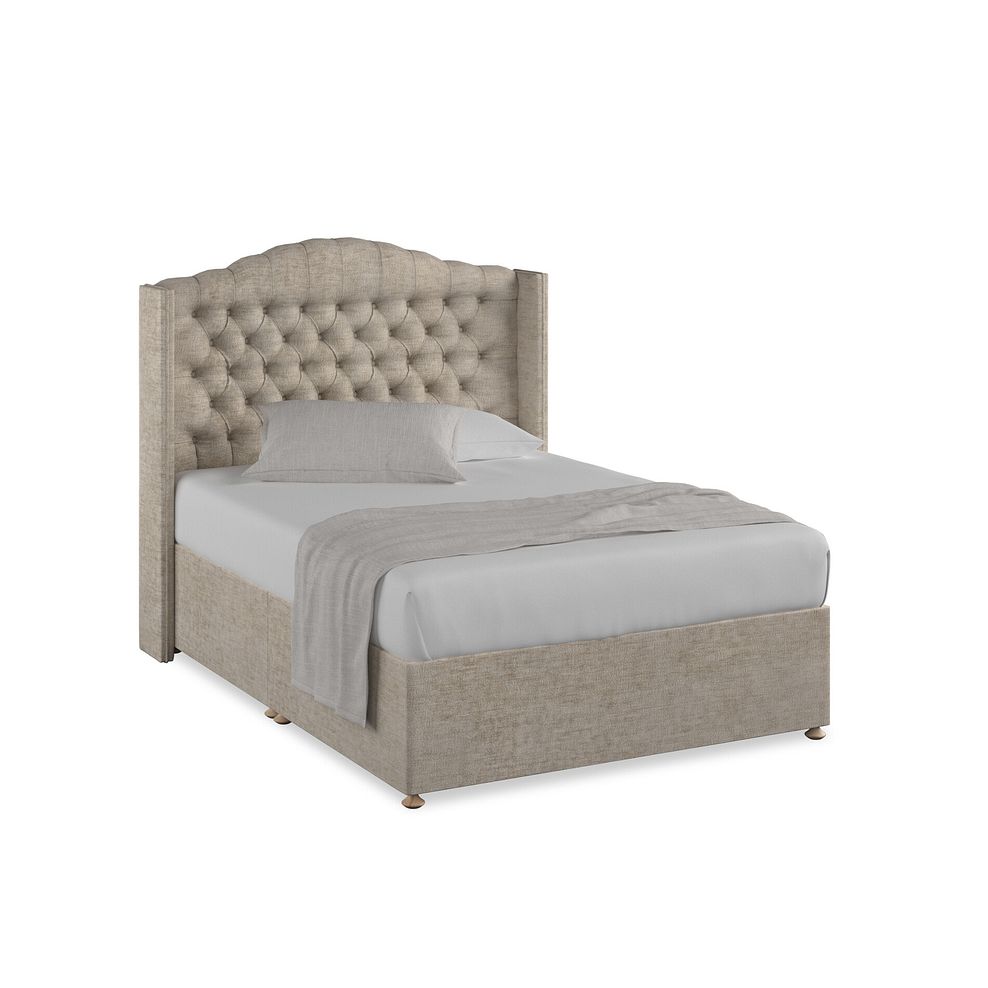 Kendal Double Divan Bed with Winged Headboard in Brooklyn Fabric - Quill Grey 1