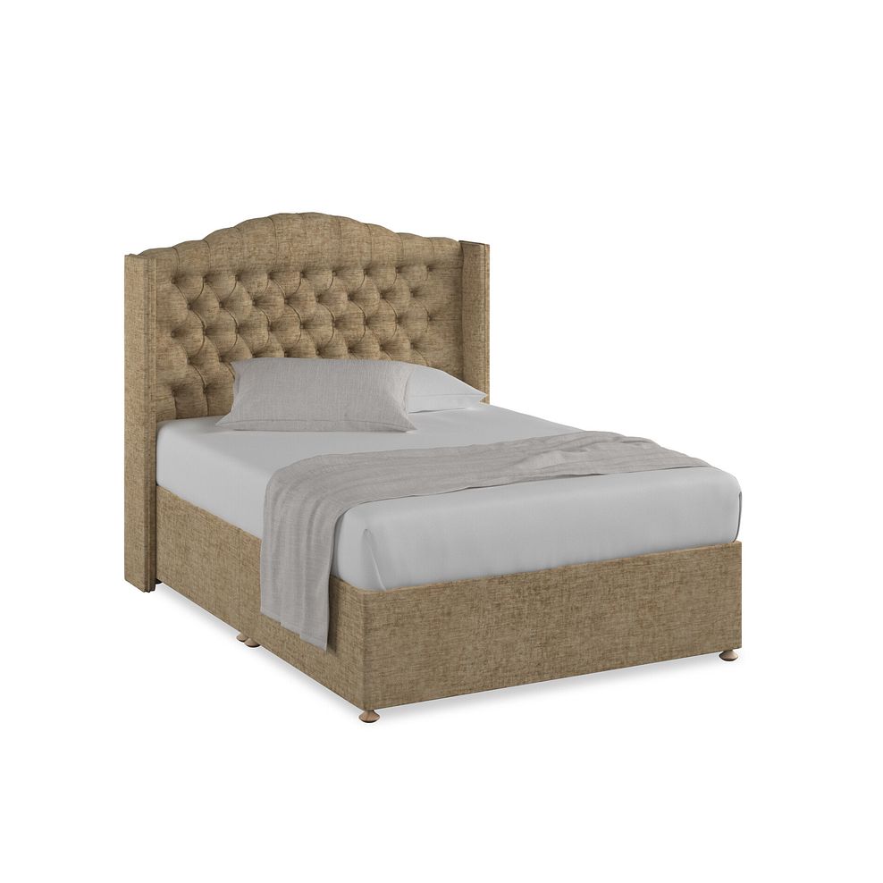 Kendal Double Divan Bed with Winged Headboard in Brooklyn Fabric - Saturn Mink 1