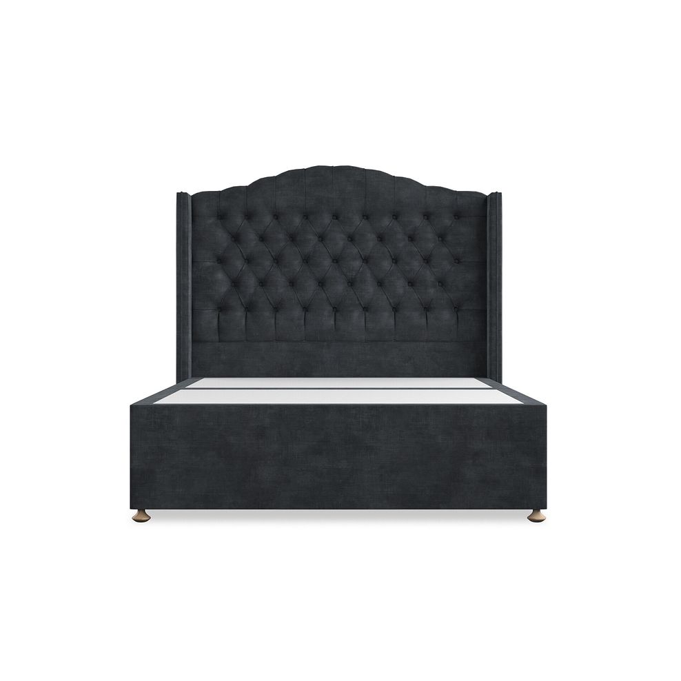 Kendal Double Divan Bed with Winged Headboard in Heritage Velvet - Charcoal 3