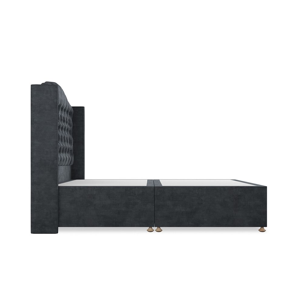 Kendal Double Divan Bed with Winged Headboard in Heritage Velvet - Charcoal 4