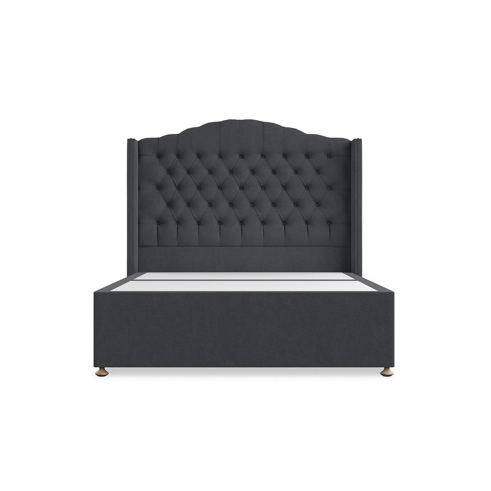 Kendal Double Divan Bed with Winged Headboard in Venice Fabric - Anthracite 3