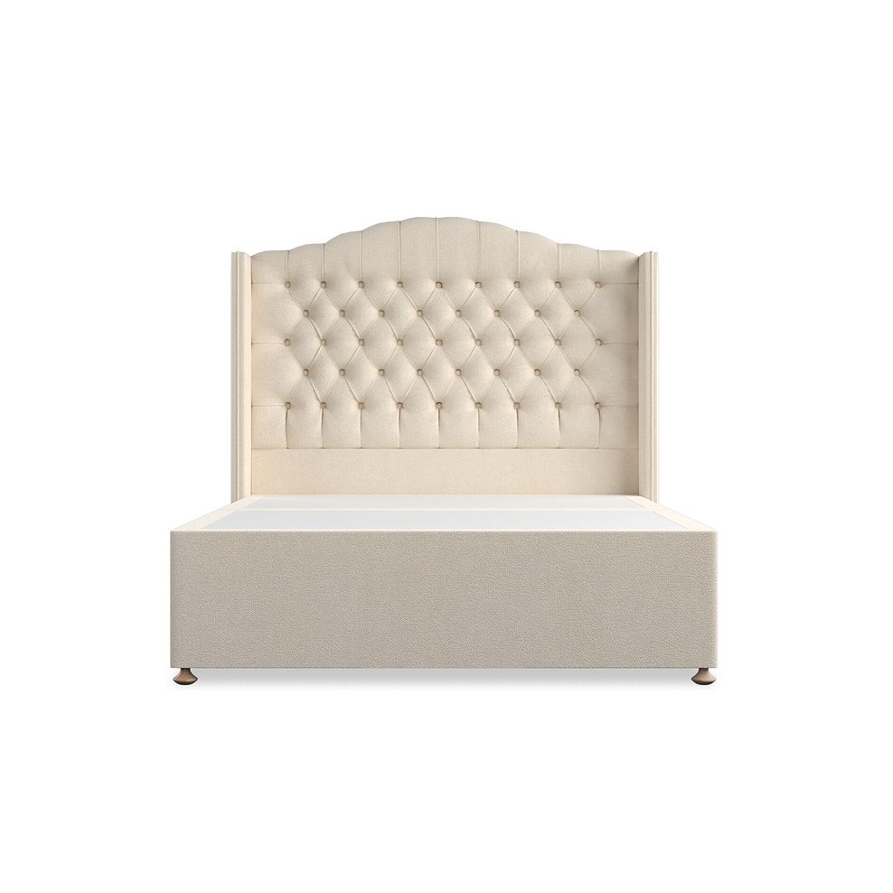 Kendal Double Divan Bed with Winged Headboard in Venice Fabric - Cream 3