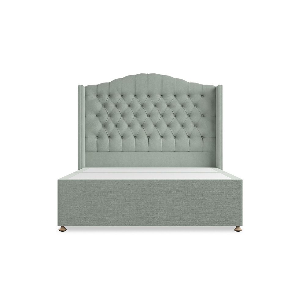 Kendal Double Divan Bed with Winged Headboard in Venice Fabric - Duck Egg 3