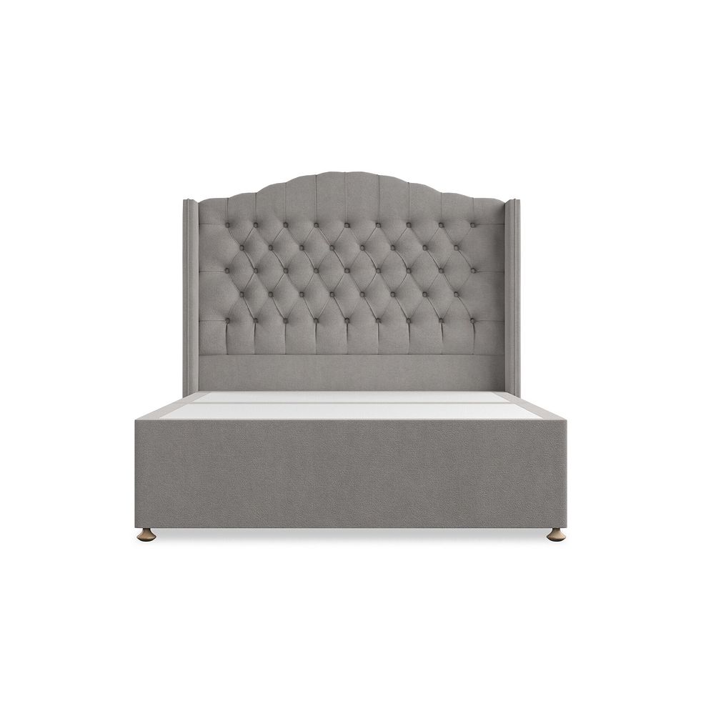 Kendal Double Divan Bed with Winged Headboard in Venice Fabric - Grey 3