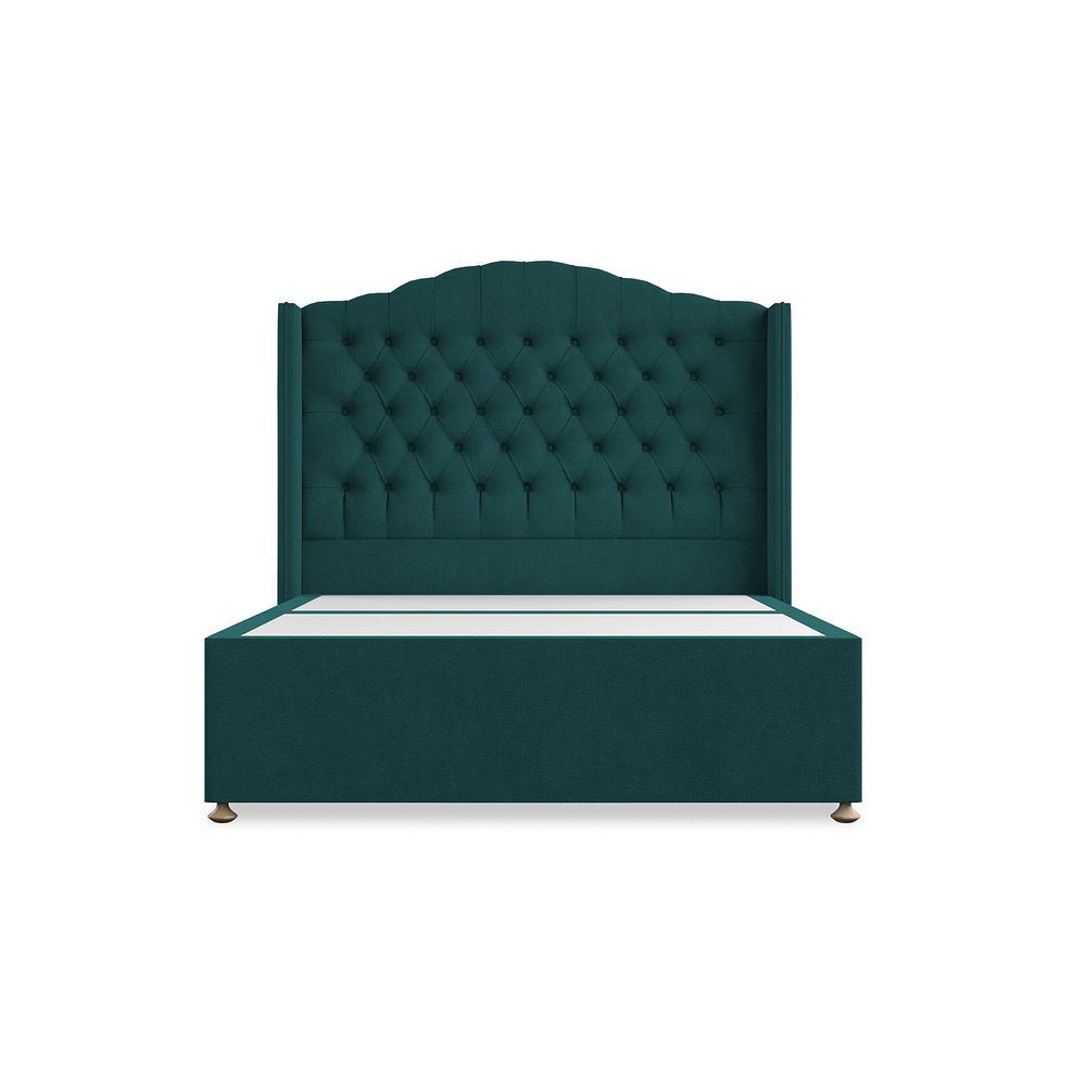 Kendal Double Divan Bed with Winged Headboard in Venice Fabric - Teal 3