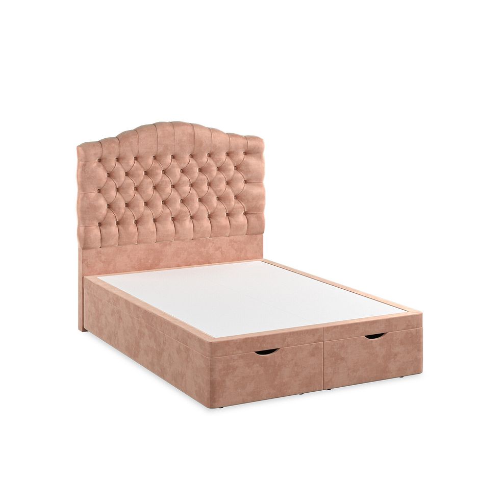 Kendal Double Storage Ottoman Bed in Heritage Velvet - Powder Pink 2