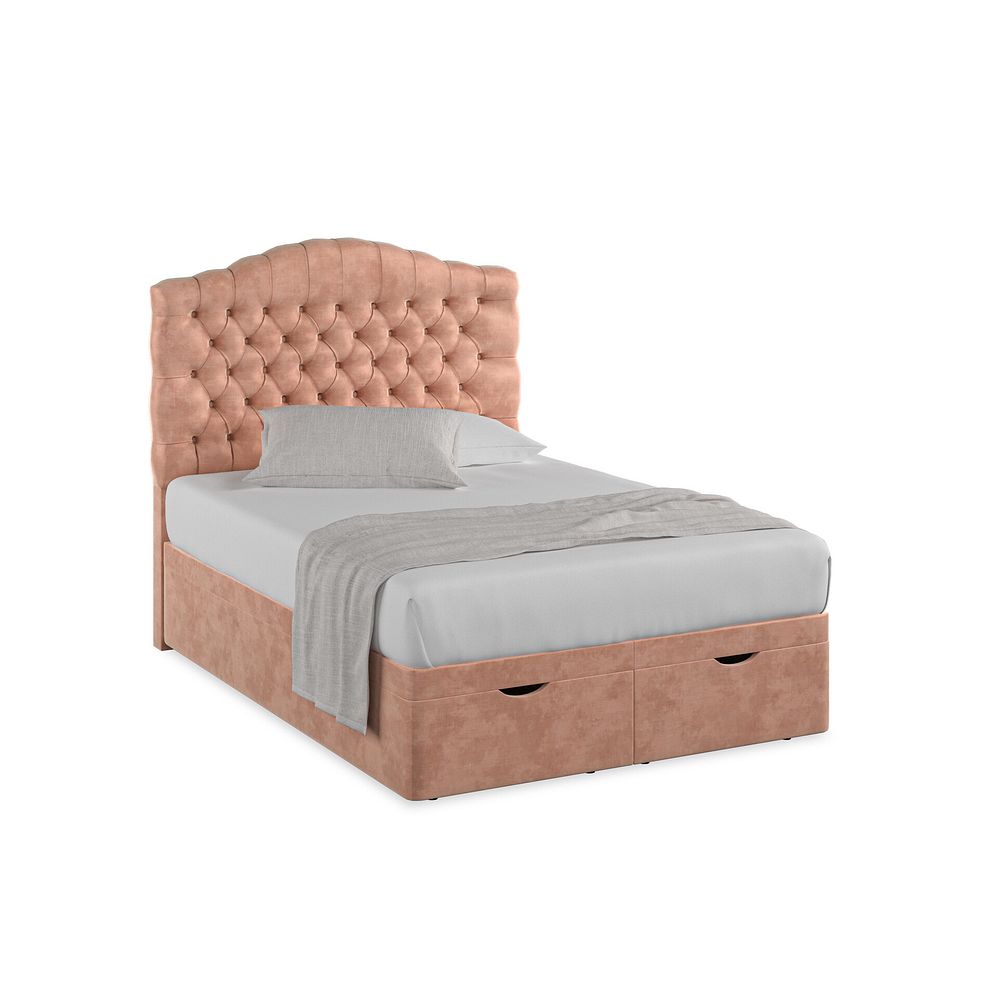 Kendal Double Storage Ottoman Bed in Heritage Velvet - Powder Pink 1