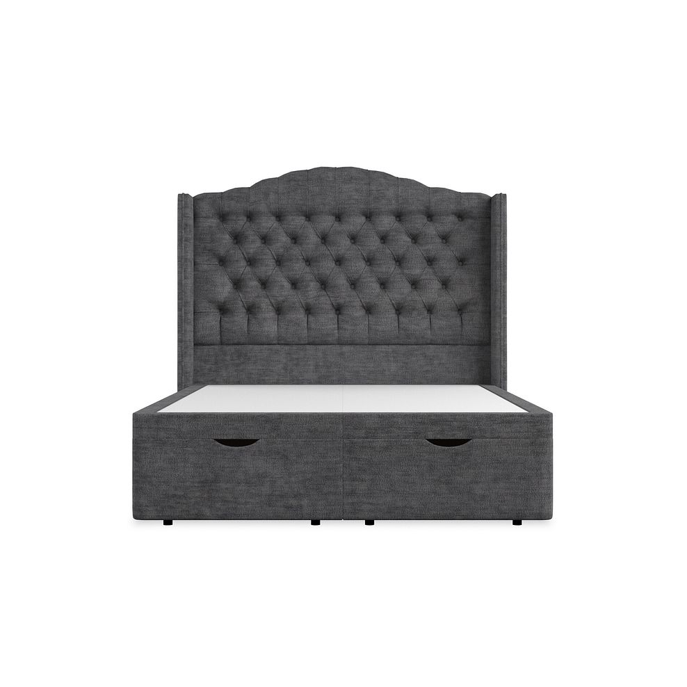 Kendal Double Storage Ottoman Bed with Winged Headboard in Brooklyn Fabric - Asteroid Grey 4