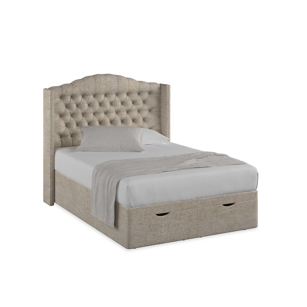 Kendal Double Storage Ottoman Bed with Winged Headboard in Brooklyn Fabric - Quill Grey 1