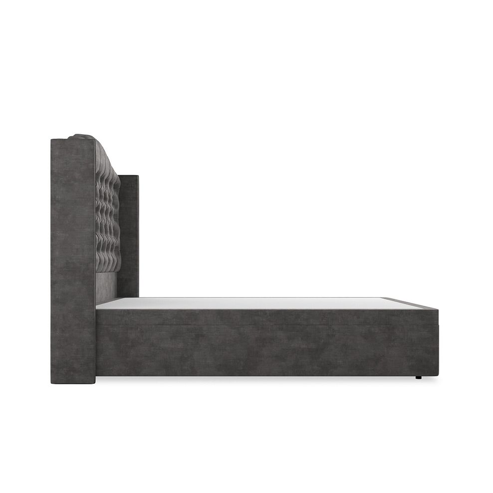 Kendal Double Storage Ottoman Bed with Winged Headboard in Heritage Velvet - Steel 5