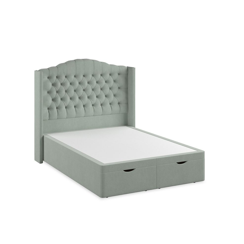 Kendal Double Storage Ottoman Bed with Winged Headboard in Venice Fabric - Duck Egg 2