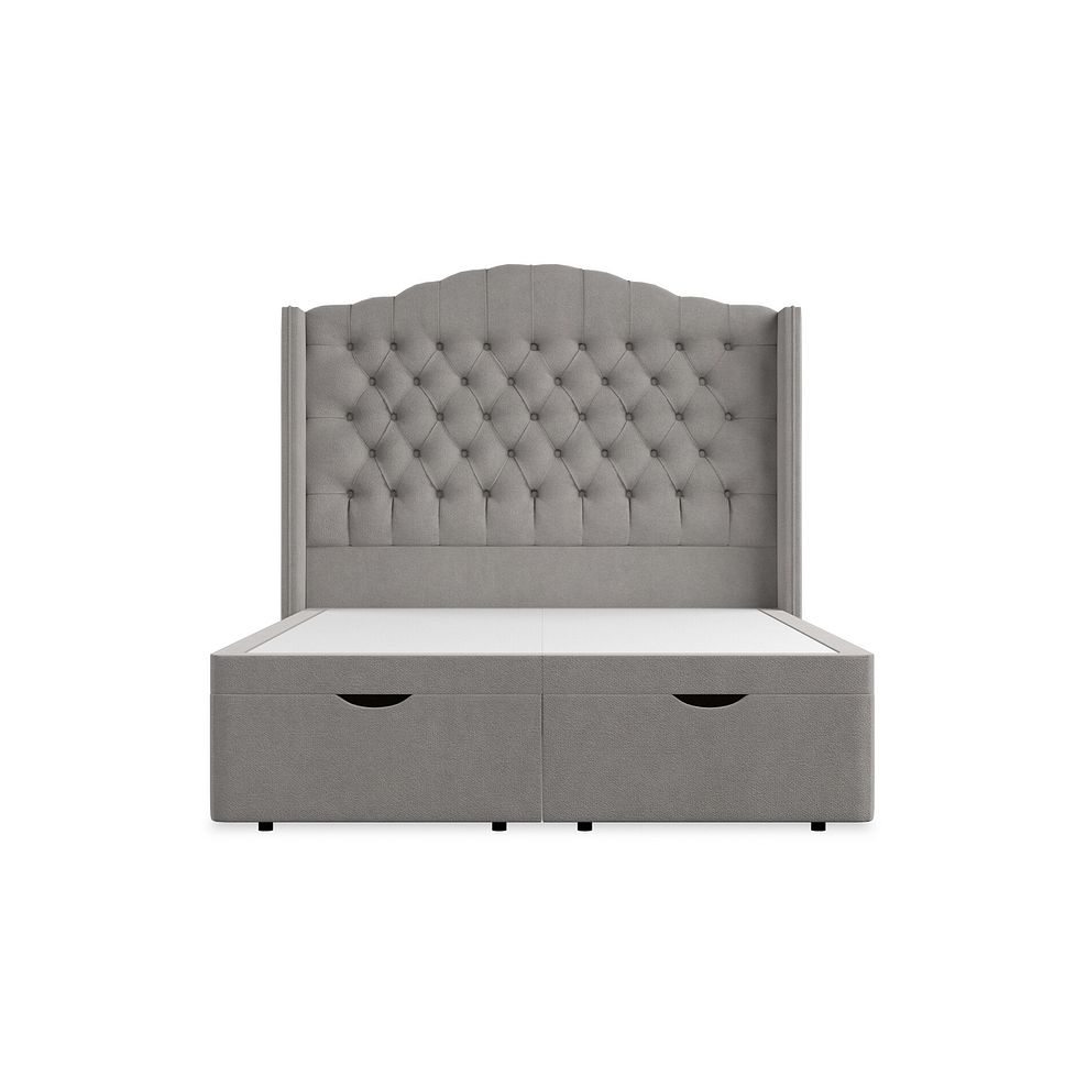 Kendal Double Storage Ottoman Bed with Winged Headboard in Venice Fabric - Grey 4
