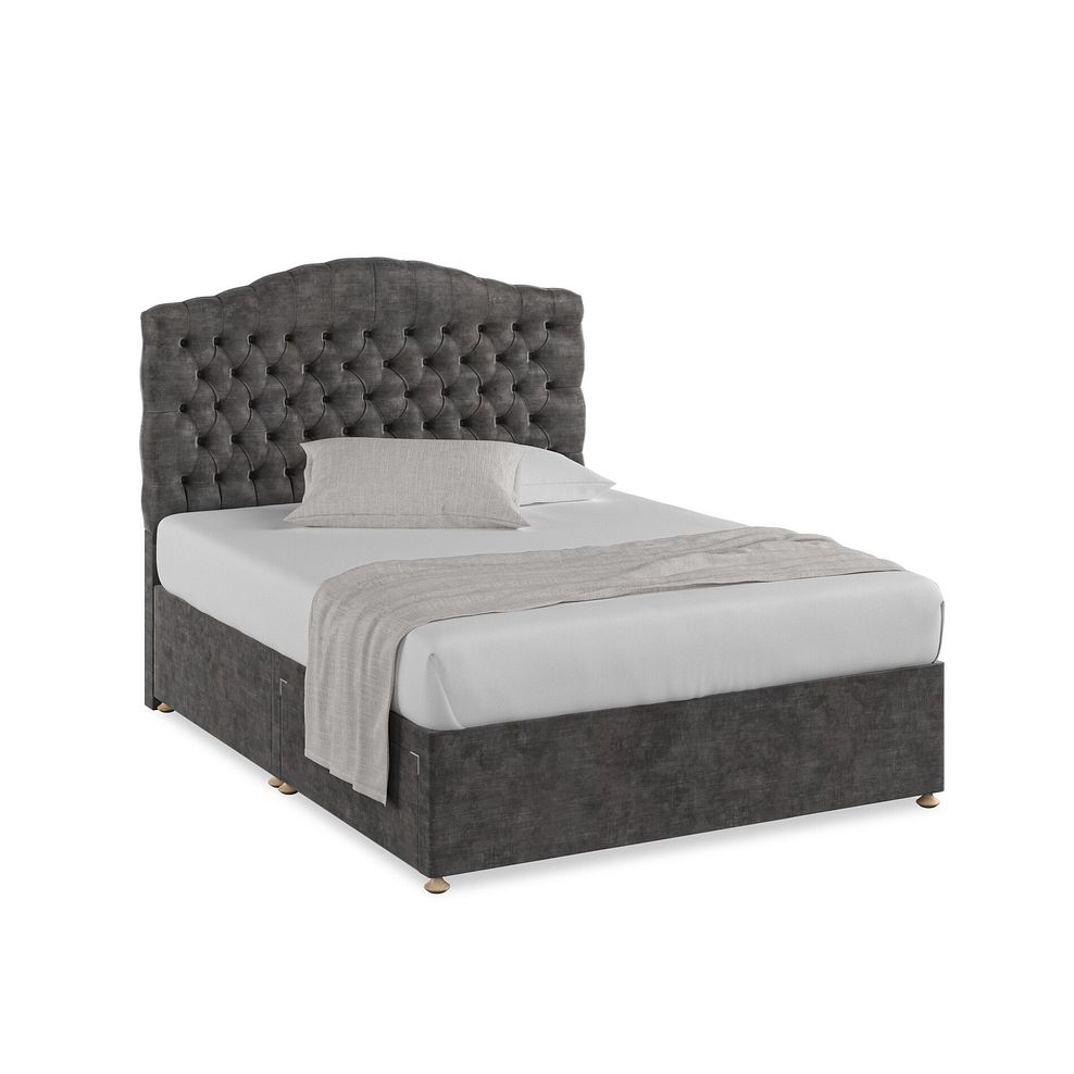 Kendal King-Size 2 Drawer Divan Bed in Heritage Velvet - Steel 1