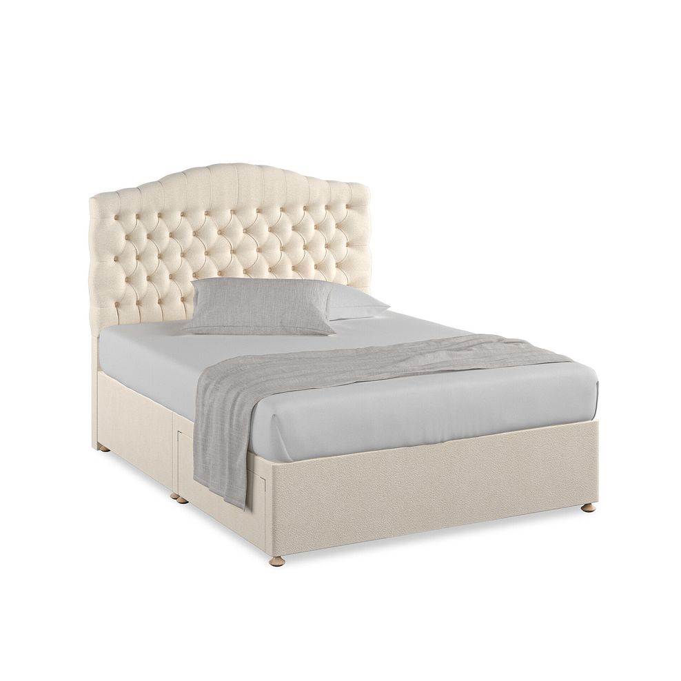 Kendal King-Size 2 Drawer Divan Bed in Venice Fabric - Cream 1