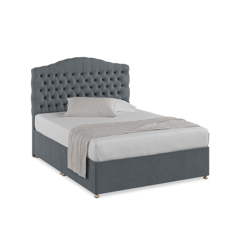 Kendal King-Size 2 Drawer Divan Bed in Venice Fabric - Graphite 1