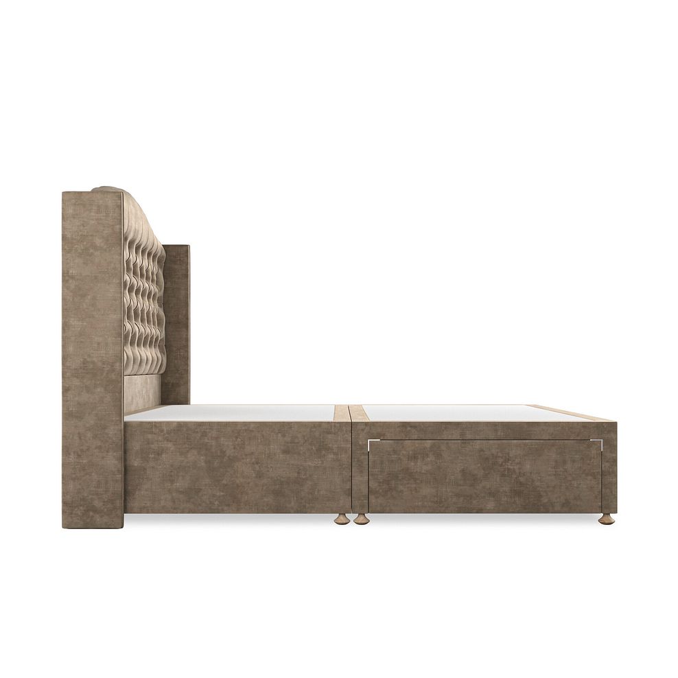 Kendal King-Size 2 Drawer Divan Bed with Winged Headboard in Heritage Velvet - Cedar 4