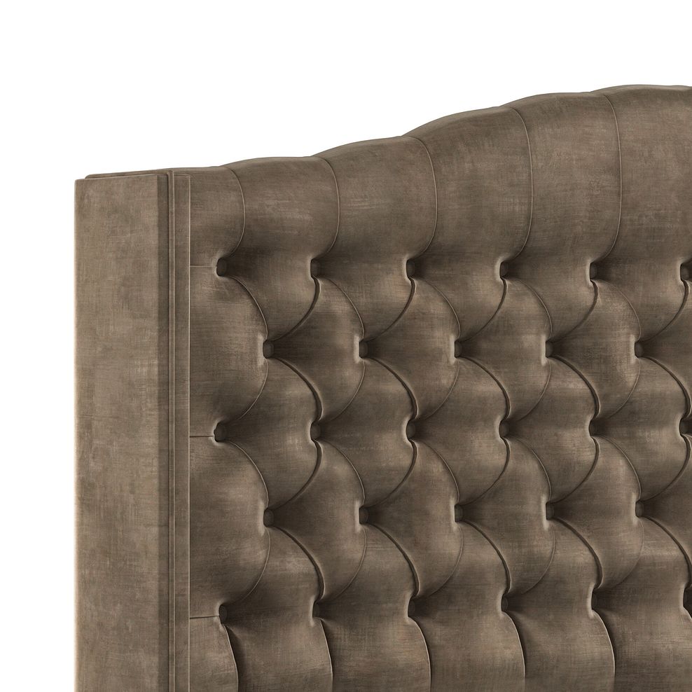 Kendal King-Size 2 Drawer Divan Bed with Winged Headboard in Heritage Velvet - Cedar 5