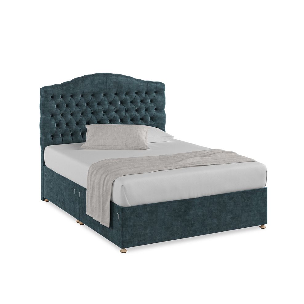 Kendal King-Size 4 Drawer Divan Bed in Heritage Velvet - Airforce 1