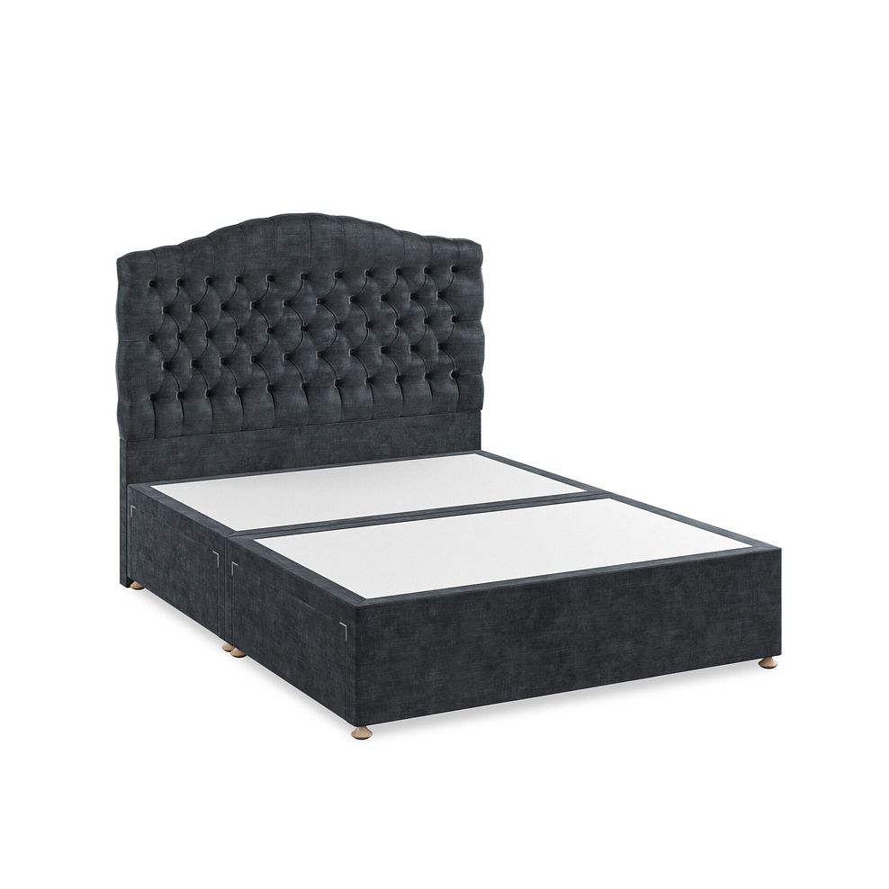 Kendal King-Size 4 Drawer Divan Bed in Heritage Velvet - Charcoal 2