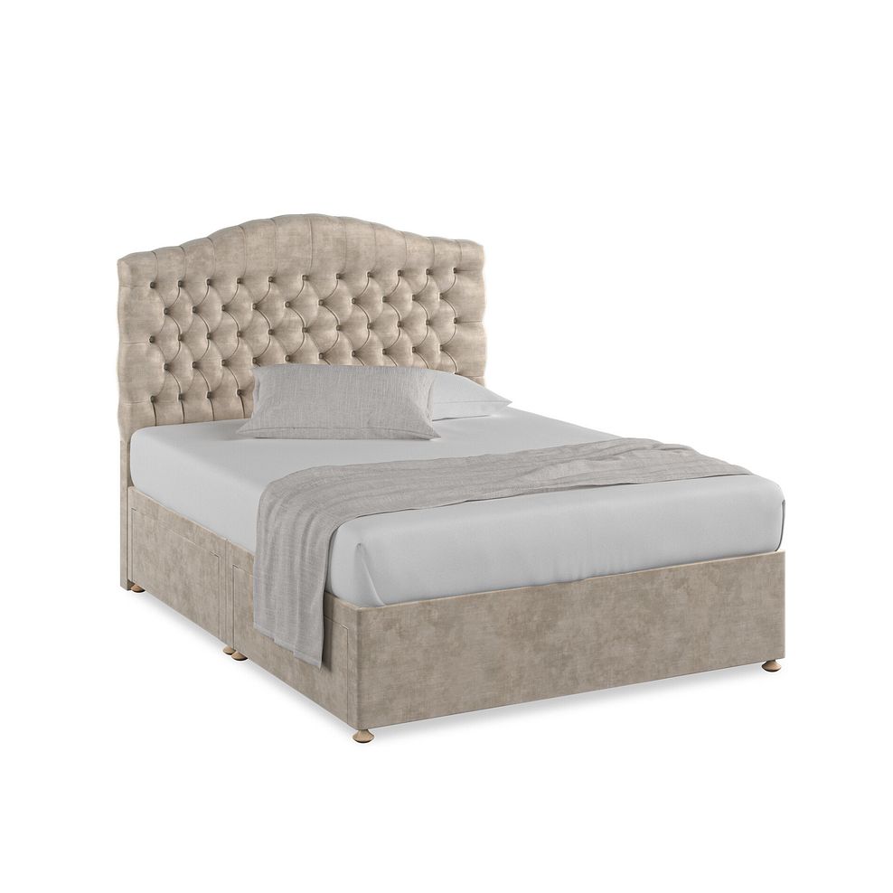 Kendal King-Size 4 Drawer Divan Bed in Heritage Velvet - Mink 1