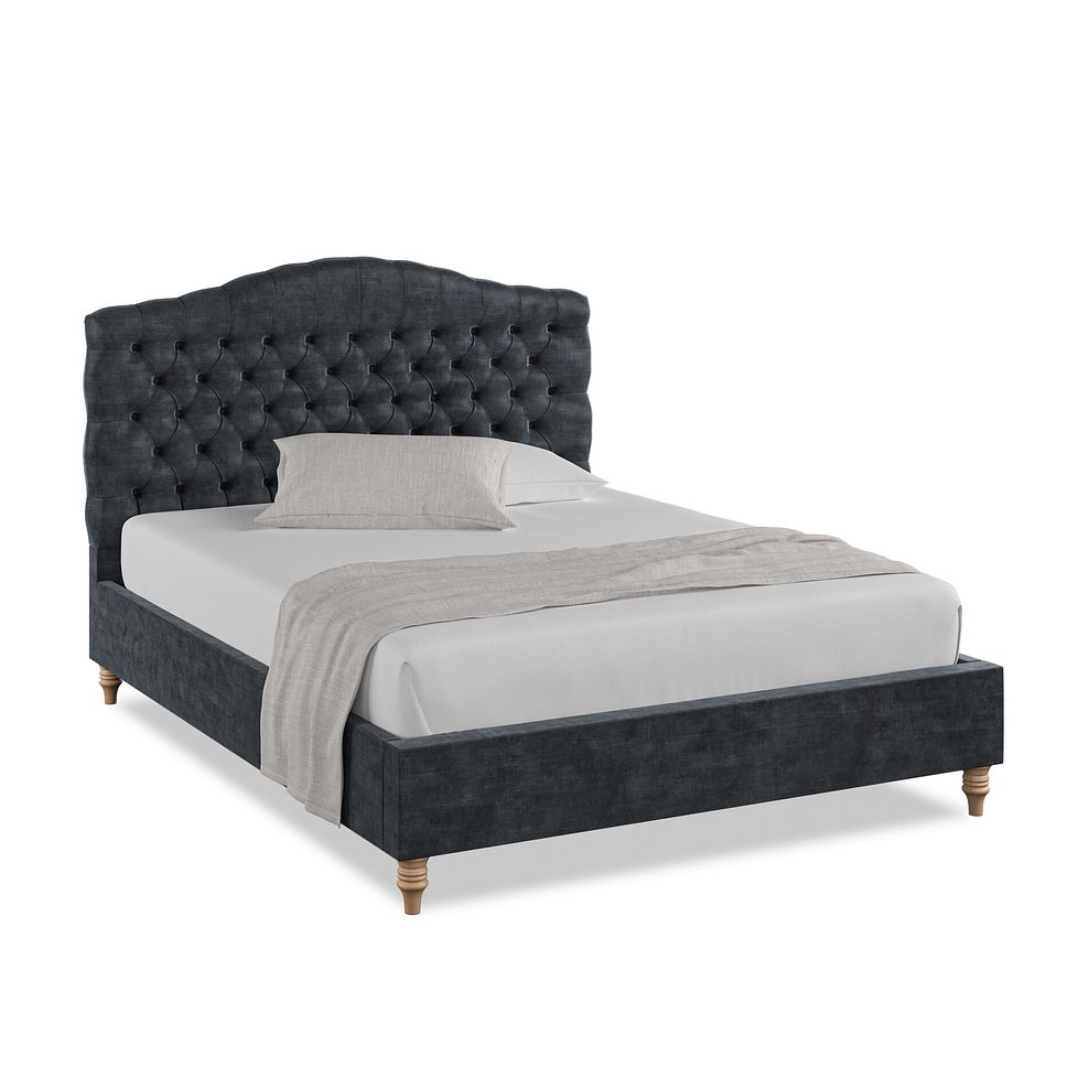 Kendal King-Size Bed in Heritage Velvet - Charcoal 1