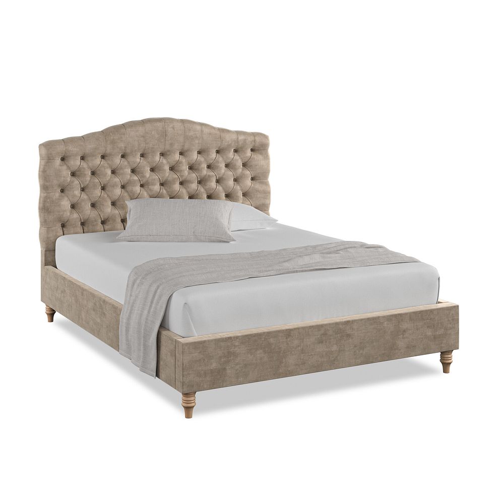 Kendal King-Size Bed in Heritage Velvet - Mink 1